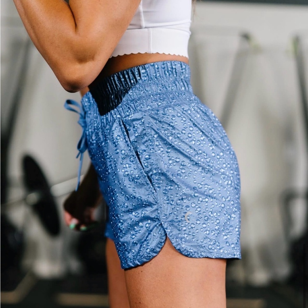 🫧 Zyia Womens Large Athletic Running Blued Steel Bubbles Hi-Rise Bomber Short - Picture 2 of 12